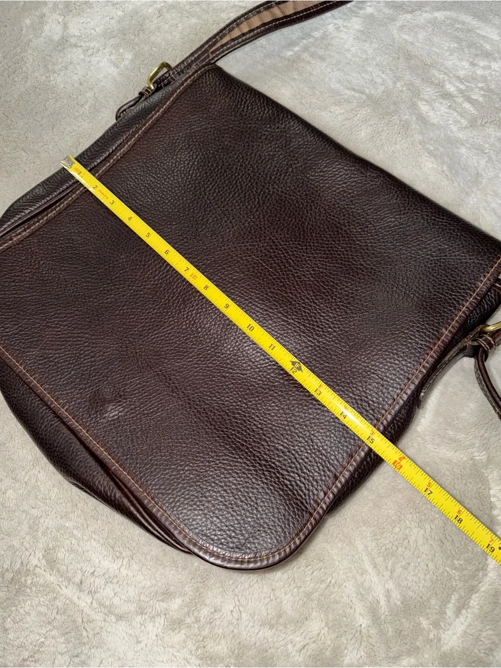 Vintage Aston Leather Brown Pebbled Leather Crossbody Messenger Bag